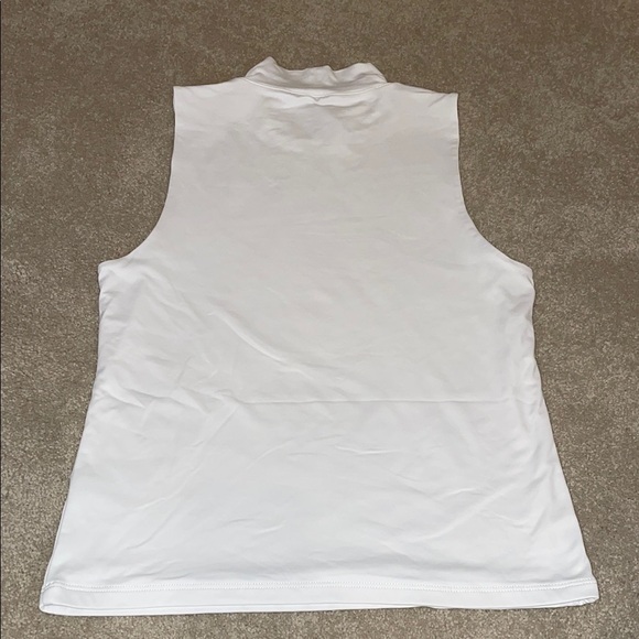 Tahari White and Black Sleeveless Turtleneck Fitted Tank Tops - Picture 4 of 5